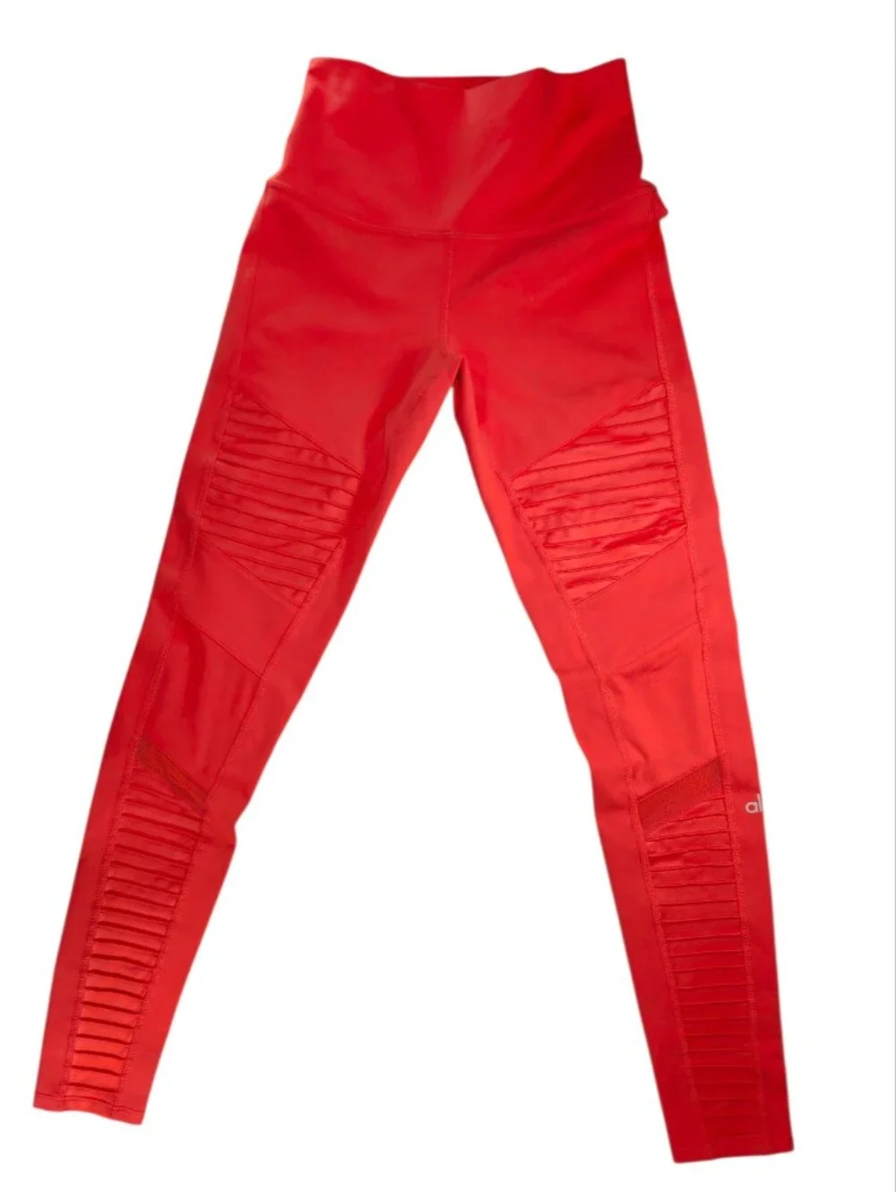 Alo Yoga High-Waist Moto Leggings Cherry Red Mesh Glossy XS